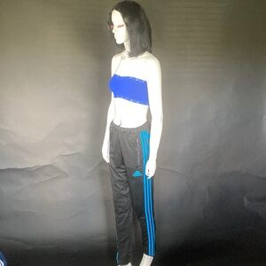 Adidas Black & Blue Striped Tiro  Climacool Track Pants| Size Youth  Large
